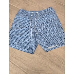 Bonobos Mens Swim Shorts 7 Inch Inseam Blue Geometric Mosaic Print Small New